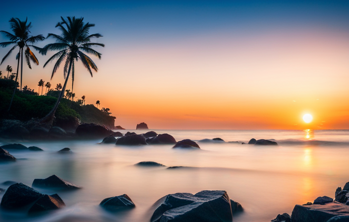 An image showcasing a breathtaking sunset over an expansive, turquoise sea