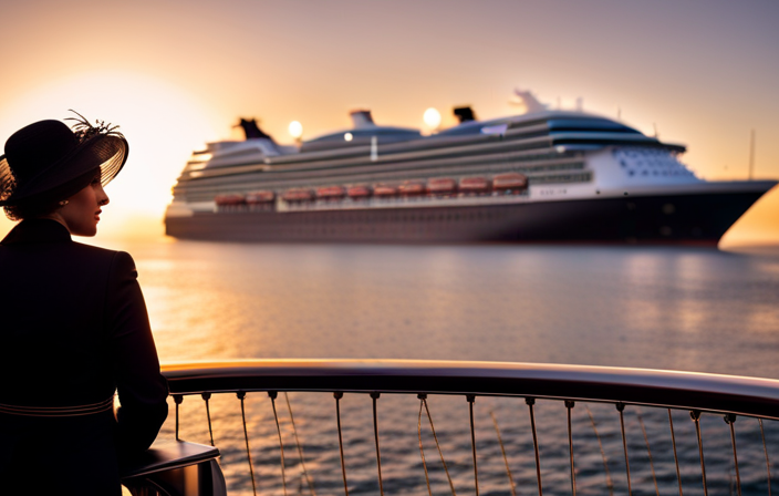 An image showcasing the opulence and sophistication of a Celebrity cruise ship, juxtaposed with the vibrant and diverse atmosphere of a Holland America cruise ship