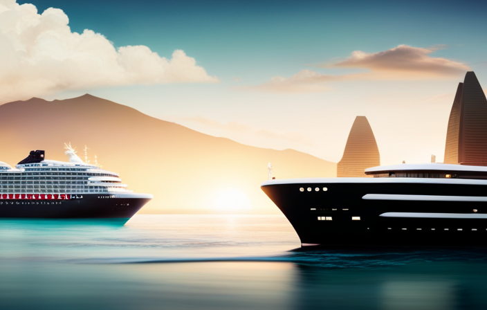 An image featuring a luxurious cruise ship sailing through crystal-clear turquoise waters, adorned with the Msc Voyagers Club logo