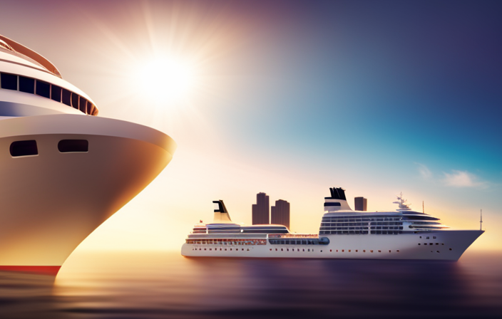 An image showcasing an elegant cruise ship, adorned with a prominent Celebrity Cruises logo and a vibrant display of luggage tags featuring the company's iconic design