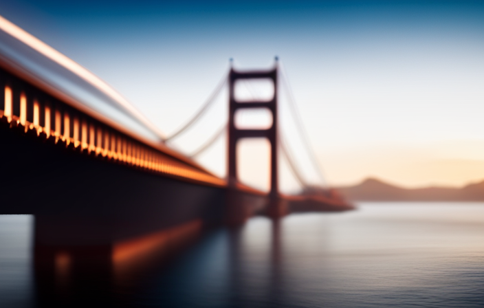 An image featuring a majestic cruise ship sailing across the vast Pacific Ocean, with the iconic Golden Gate Bridge fading into the distance, evoking the anticipation and wonder of a journey from California to Japan