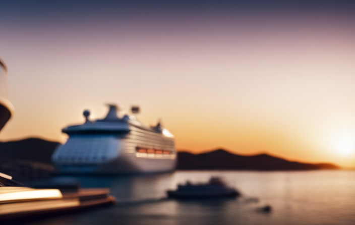 An image showcasing a luxurious Princess Cruise ship docked at a picturesque port, surrounded by a fleet of elegant transfers vehicles, exuding opulence and convenience