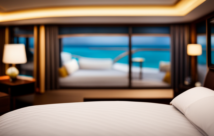 An image showcasing a luxurious suite on a Disney cruise, adorned with elegant decor and a private balcony overlooking the sparkling turquoise ocean, inviting readers to discover the cost of this opulent experience