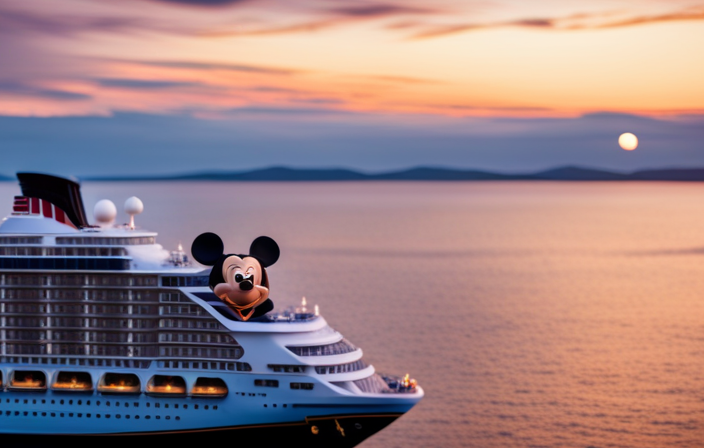 An image showcasing the enchanting Disney Wish Cruise, with a captivating ocean view as the backdrop