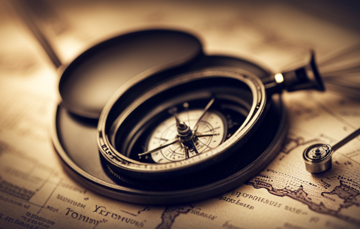 An image of a weathered, vintage compass resting on a map of the world