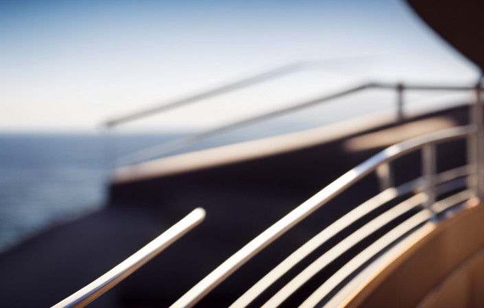 An image featuring a close-up shot of a luxurious cruise ship railing, showcasing its elegant design and polished finish
