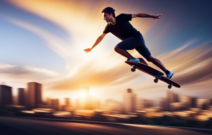 An image capturing the exhilarating freedom of cruising on a skateboard