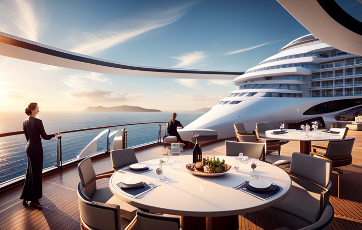 An image showcasing a sleek, futuristic Prima Class ship by Norwegian Cruise Line