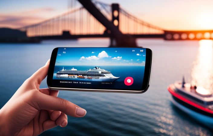 An image featuring a smartphone screen displaying a sleek, user-friendly cruise line app