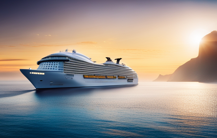 An image capturing the grandeur of Royal Caribbean's latest ships, showcasing the sleek silhouette of Anthem of the Seas against the backdrop of Utopia's futuristic design, evoking a sense of awe and excitement