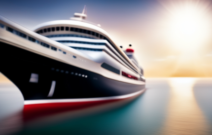 An image showcasing the intricate design of a cruise ship's stabilizers, elegantly protruding from its hull, glistening under the sunlight