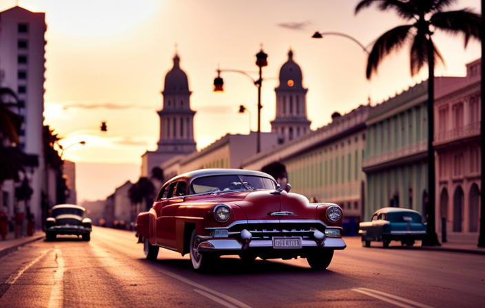 An image showcasing a vibrant Cuban port, with a luxurious cruise ship docked alongside colorful, colonial-style buildings