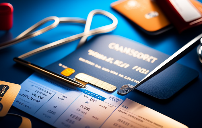 An image depicting a neatly organized passport, a printed e-ticket, a completed health declaration form, and a credit card ready to be used, all laid out on a vibrant blue background