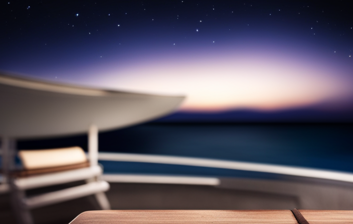 An image depicting a serene cruise ship deck under starry skies, with an empty lounge chair and an untouched cocktail, subtly suggesting the mystery and eerie solitude that ensues if one were to tragically pass away onboard