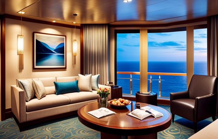 An image showcasing a spacious Club Balcony Suite on Norwegian Cruise Line