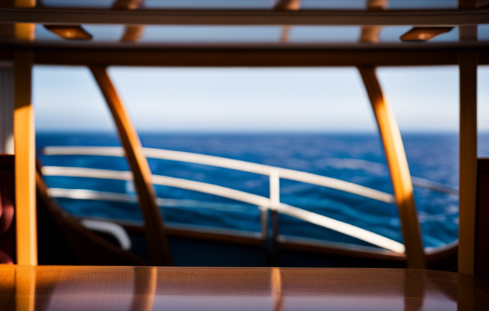 An image capturing the perspective from a cruise ship cabin with a partially blocked view