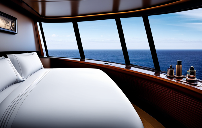 An image showcasing the elegant interior of an upper Pullman cabin on a luxurious cruise ship