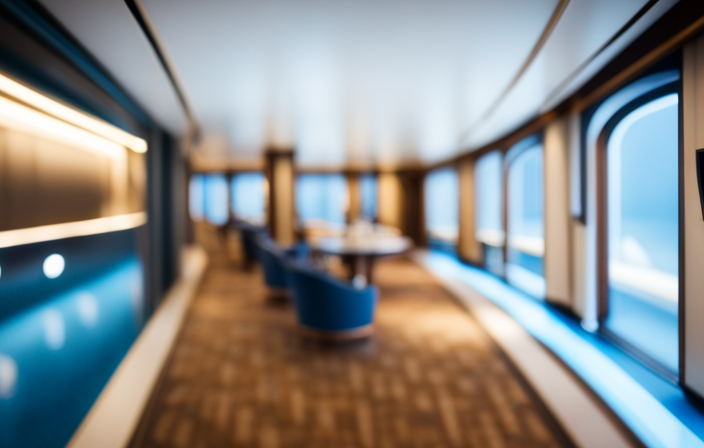 An image featuring a serene, azure-hued lane on a luxurious Princess Cruise ship