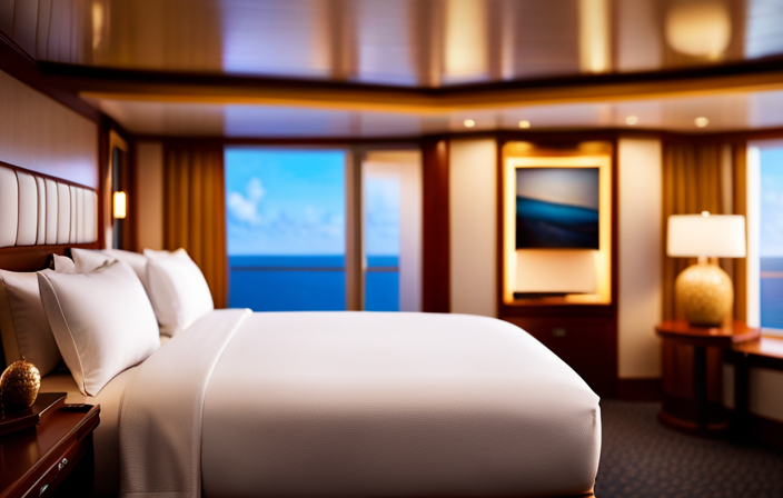 An image showcasing the enchantment of Disney Cruise's Category VGT - a luxurious stateroom with sweeping ocean views
