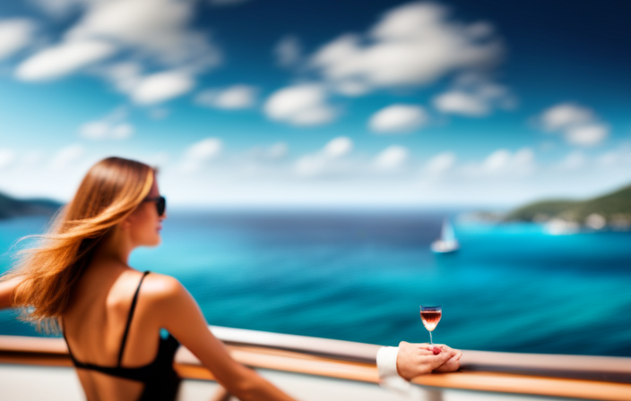 An image showcasing a picturesque coastline with a luxurious cruise ship gracefully sailing through sparkling turquoise waters, adorned with glamorous passengers enjoying the sunny deck, capturing the essence of the Cruise Collection phenomenon