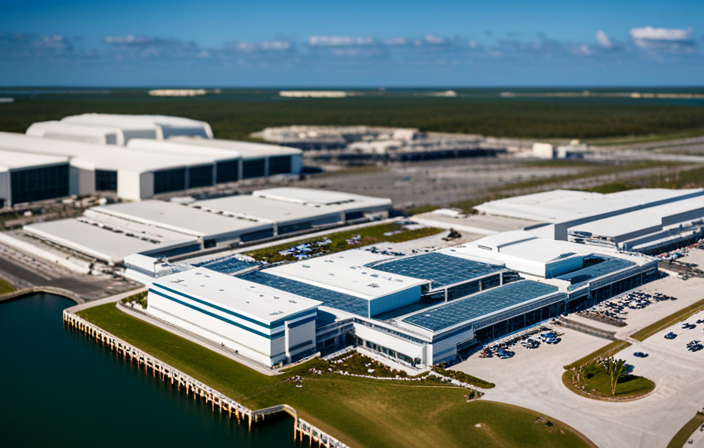 An image showcasing the aerial view of Port Canaveral Cruise Terminal, with a prominent airport in close proximity