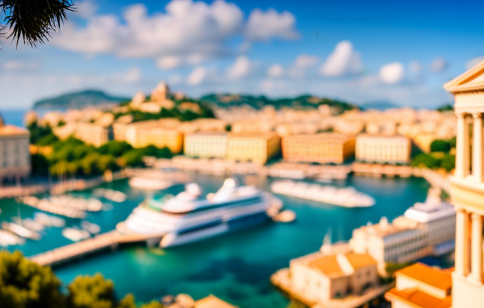 An image showcasing a vibrant, bustling port in Corfu, Greece