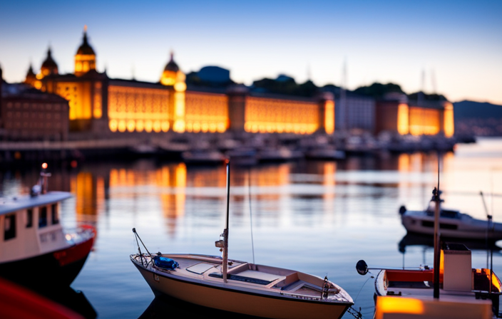 An image showcasing a breathtaking view of Vigo's picturesque harbor, dotted with majestic cruise ships