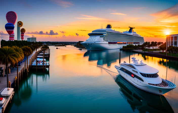 An image showcasing the picturesque Port Canaveral, adorned with a magnificent cruise ship docked at its vibrant harbor