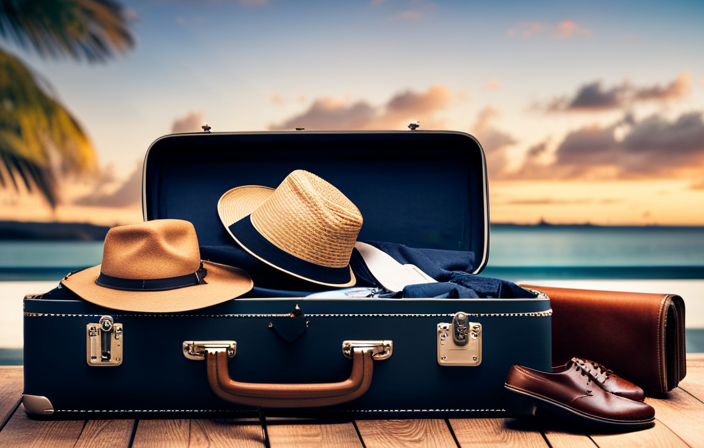 An image showcasing a perfectly organized suitcase filled with essentials for a Royal Caribbean cruise