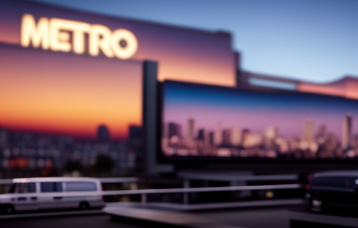 An image of a vibrant cityscape at dusk, with a bustling urban atmosphere and a prominent billboard displaying "Metro Cruise 2022" in bold, illuminated letters, capturing the excitement and anticipation of the event