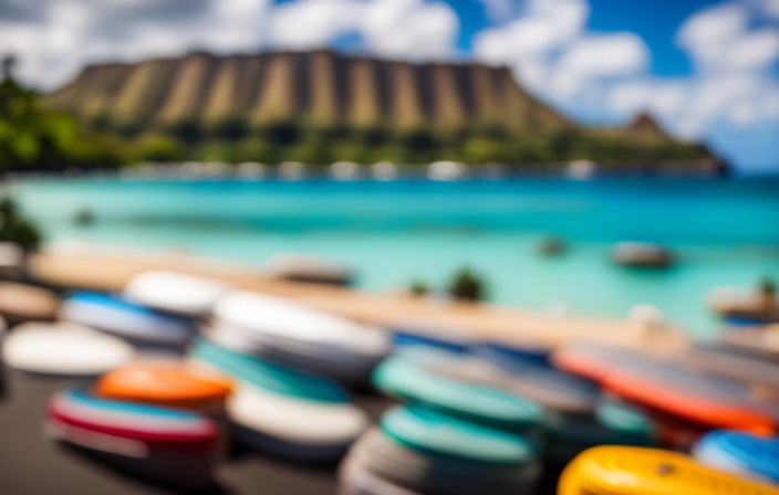 An image capturing the bustling harbor of Honolulu, showcasing colossal cruise ships majestically anchored against the backdrop of Diamond Head, while colorful local fishing boats bob in the clear turquoise waters