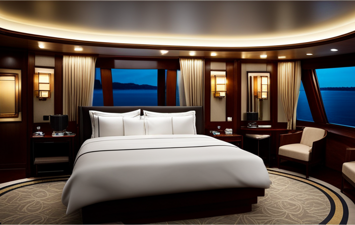 An image showcasing the opulent captain's quarters on a cruise ship