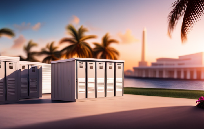 An image showcasing a secure storage facility in Fort Lauderdale, nestled amongst vibrant palm trees and overlooking the marina