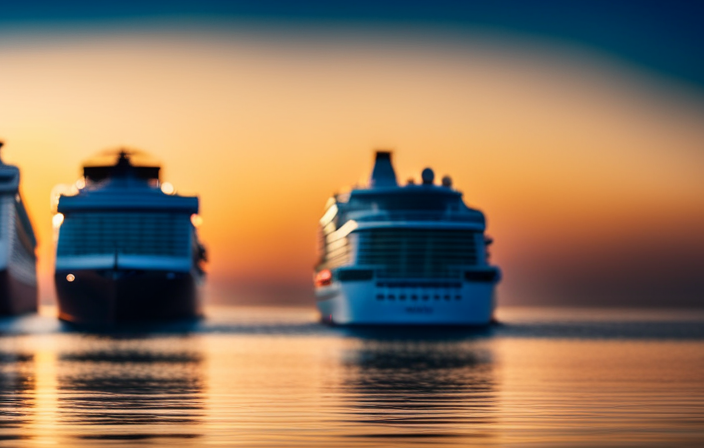 An image showcasing a diverse array of cruise ships, each exuding its unique personality through vibrant colors, sleek lines, and distinctive features, inviting readers to explore their ideal cruise line through a quiz