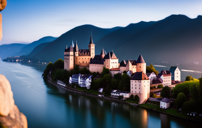 An image showcasing a breathtaking view of the majestic Rhine River, adorned by charming medieval castles, lush vineyards, and picturesque towns, inviting readers to explore the beauty and allure of Viking River Cruises