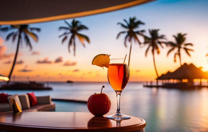 An image capturing a vibrant poolside scene aboard a luxurious cruise ship