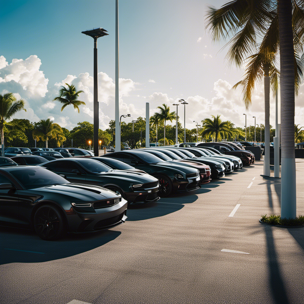 An image showcasing a bustling, well-lit parking lot near Port Everglades Cruise Port