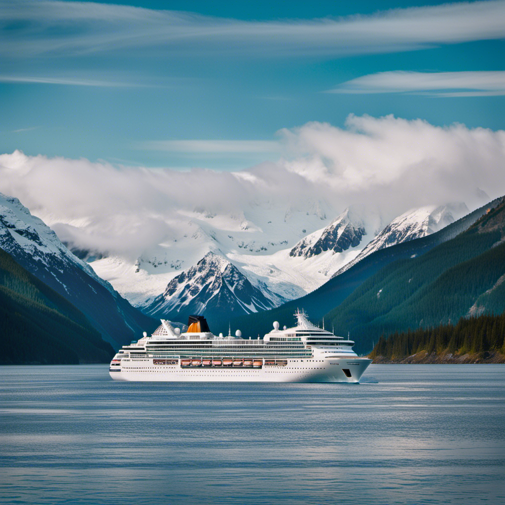 An image capturing the majestic Alaskan landscape, featuring a resplendent cruise ship gliding through pristine icy waters, surrounded by towering snow-capped mountains and abundant wildlife, symbolizing Alaska's resurgence in the cruise industry