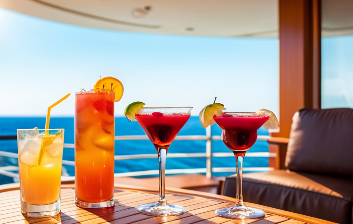 An image of a serene, sun-kissed deck on a luxurious Princess Cruises ship, where guests recline on plush lounge chairs, sipping colorful cocktails while being mesmerized by the endless expanse of a crystal-clear turquoise sea