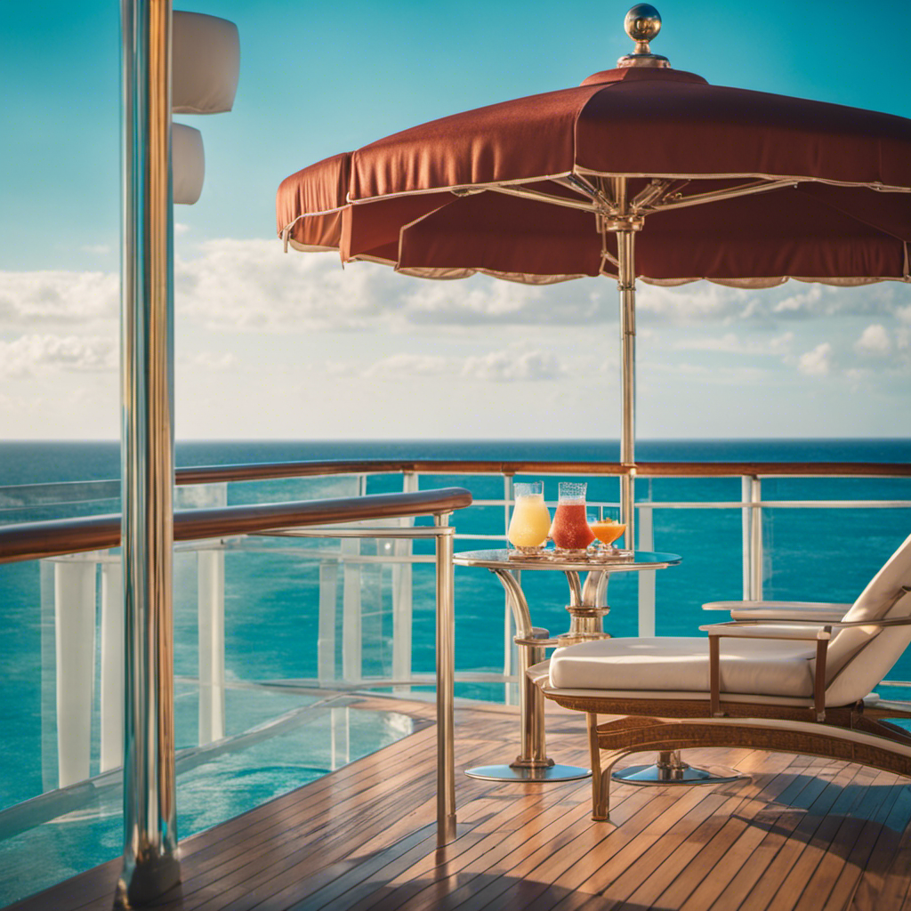 An image of a serene, sun-kissed deck on a luxurious Princess Cruises ship, where guests recline on plush lounge chairs, sipping colorful cocktails while being mesmerized by the endless expanse of a crystal-clear turquoise sea