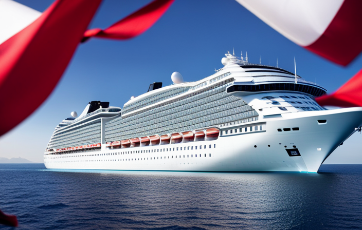 An image capturing the essence of anticipation: A sleek, contemporary cruise ship adorned with vibrant banners and bustling with excited passengers, ready to embark on Virgin Voyages' long-awaited ship launch