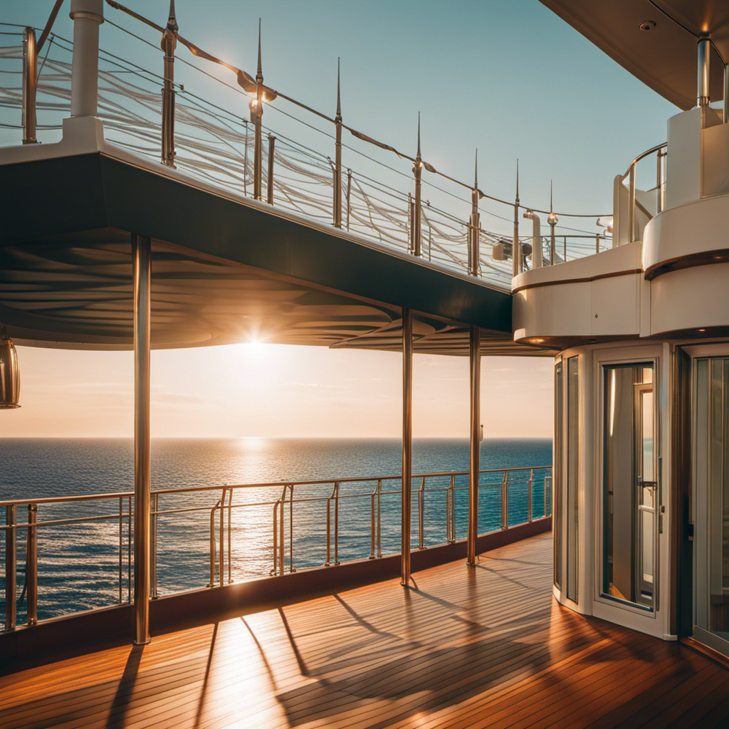 An image showcasing a sun-soaked deck, overlooking a vast ocean expanse