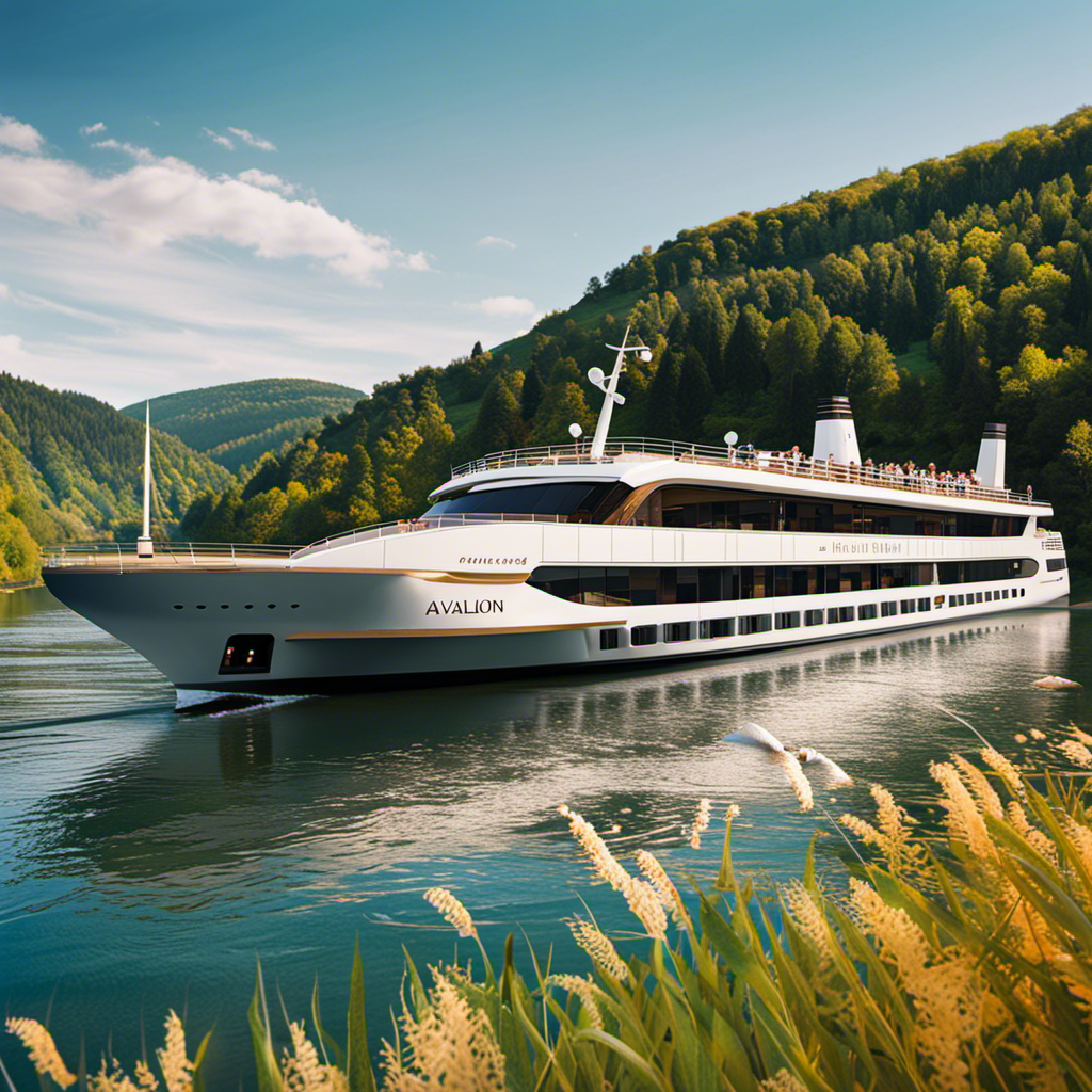 An image showcasing the luxurious Avalon Felicity river cruise ship gracefully sailing through the picturesque European rivers