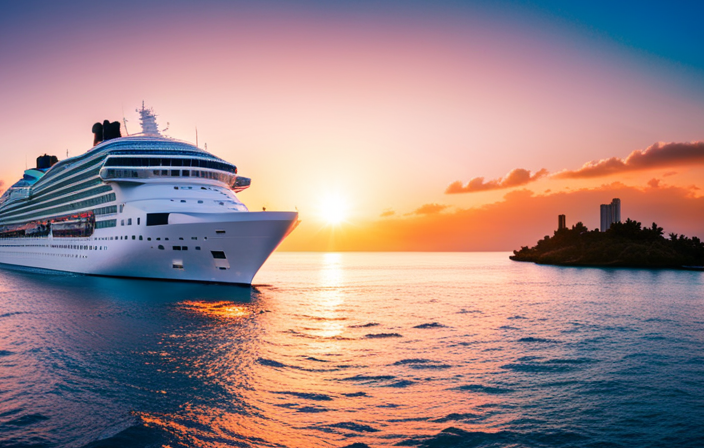 An image capturing the essence of cruising, showcasing a breathtaking sunset over a pristine tropical paradise