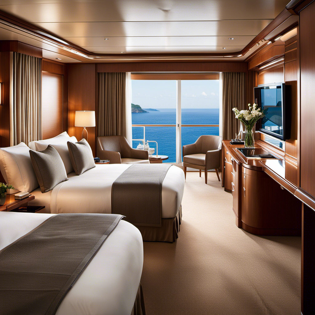 An image capturing the essence of cabin comfort and technology aboard Silversea Cruises