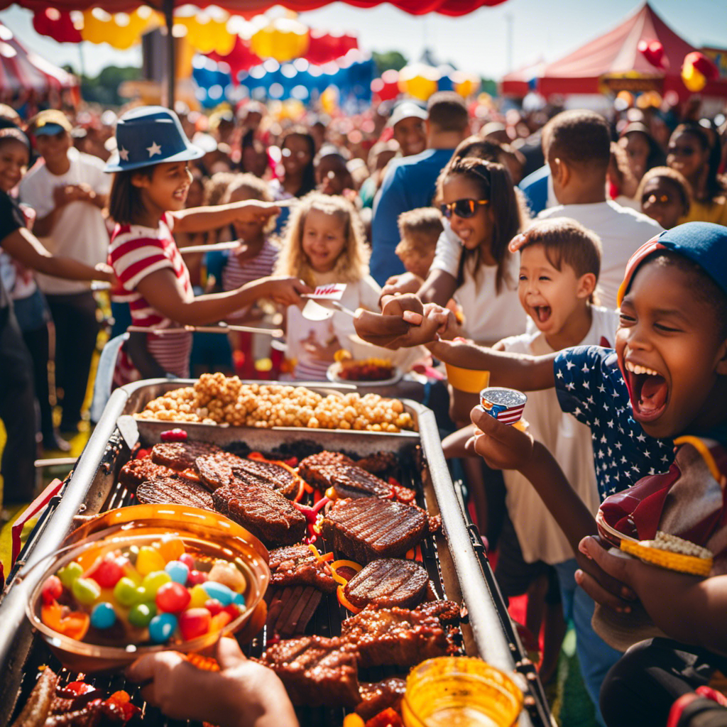 An image capturing the vibrant essence of a Carnival celebration intertwined with a heartwarming scene of Operation Homefront's Social Media-Powered BBQ, fostering military appreciation