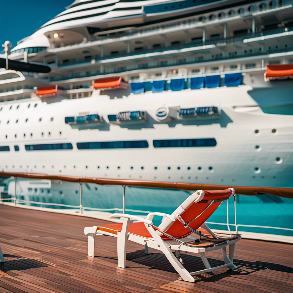 An image depicting a deserted cruise ship docked in a vibrant coastal city, with empty deck chairs, closed facilities, and a sense of stillness, capturing the recent cancellation of November sailings by Carnival Cruise Line