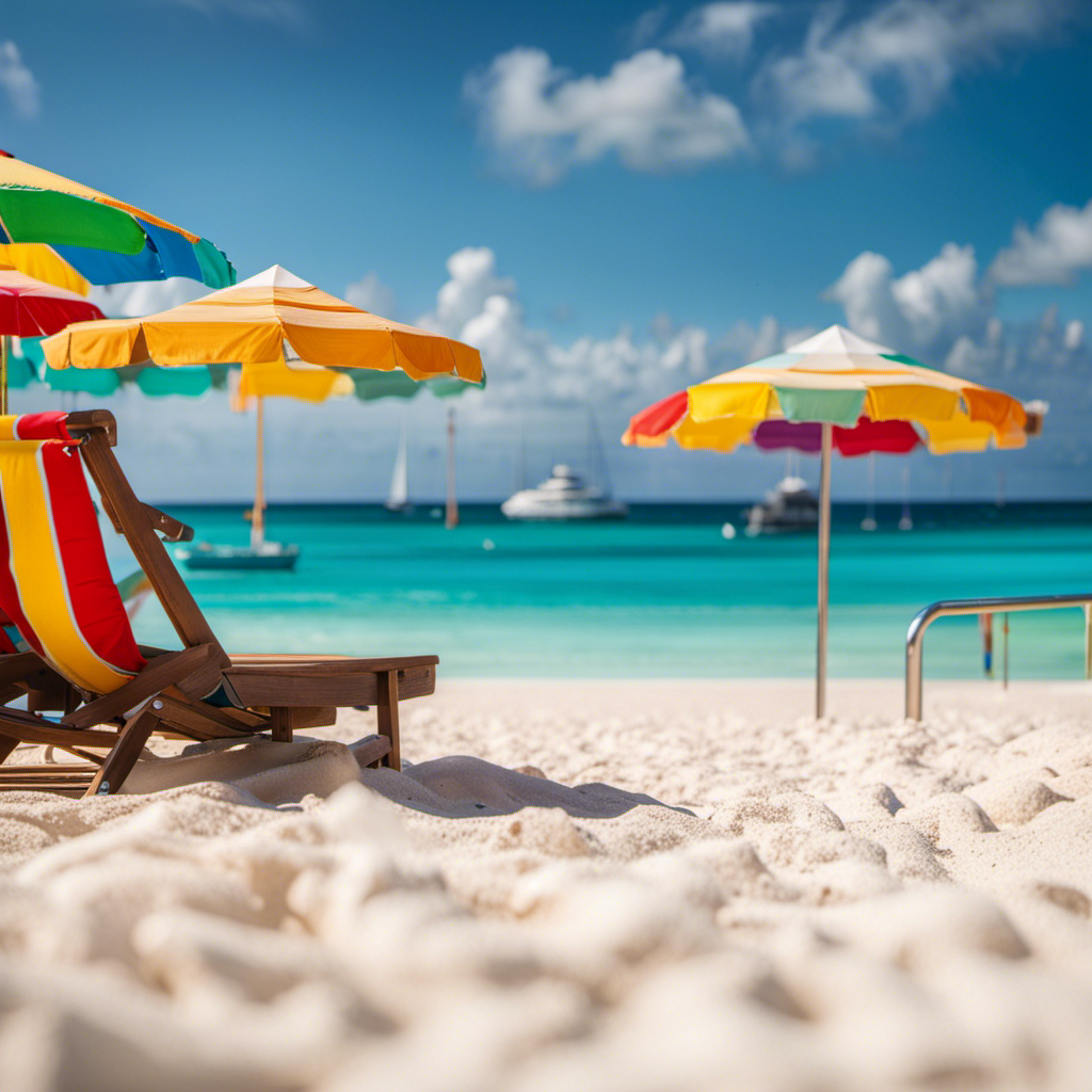 An image capturing the vibrant essence of Carnival Ecstasy's weekend getaway to Cozumel: a sun-kissed beach adorned with colorful umbrellas, crystal-clear turquoise waters inviting relaxation, and joyful laughter echoing from a carousel in the background