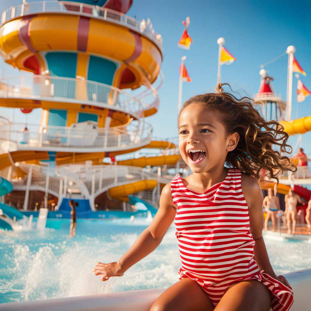 An image showcasing the Carnival Vista, a magnificent cruise ship teeming with families