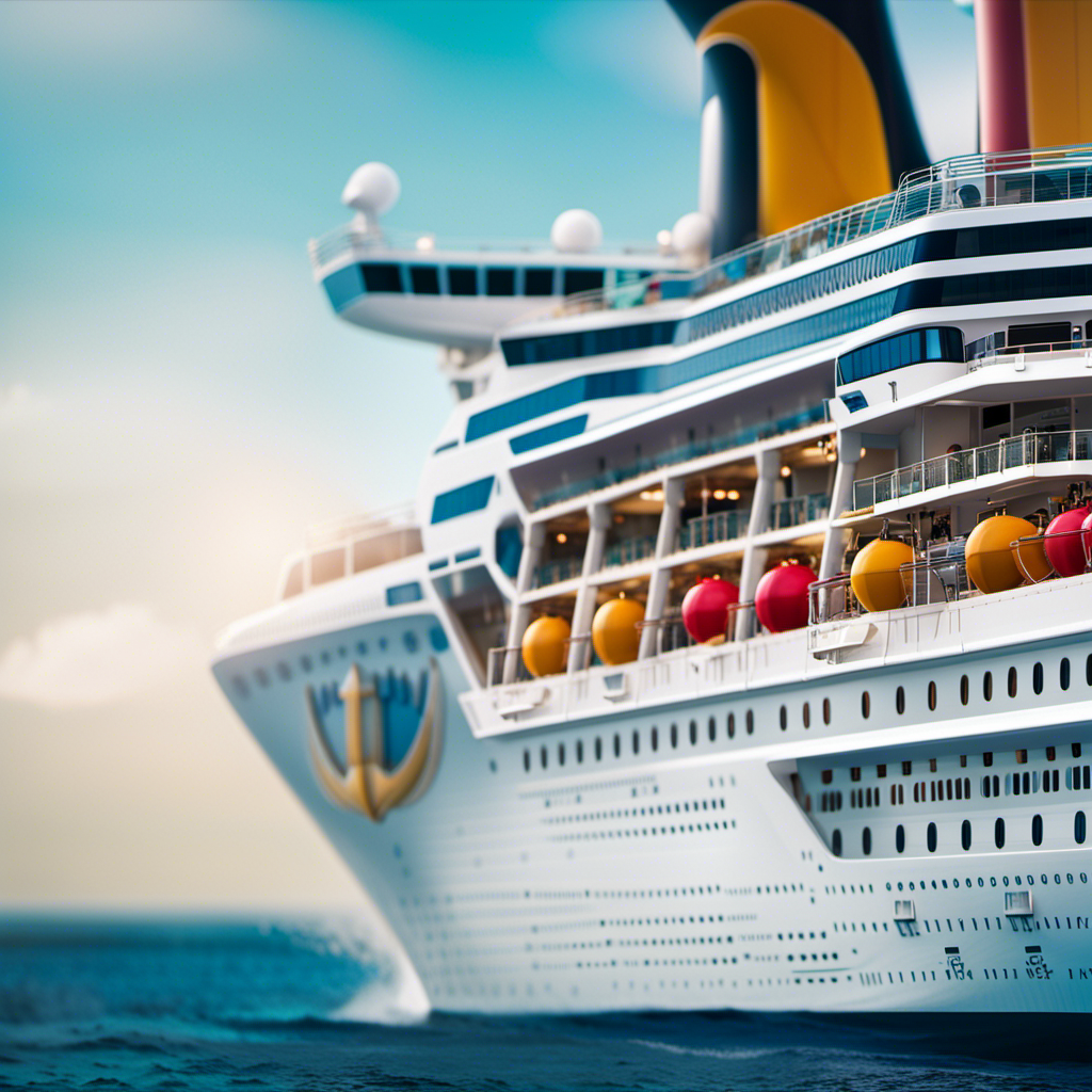 An image portraying a vibrant cruise ship at sea, surrounded by a translucent shield representing CDC's updated health measures